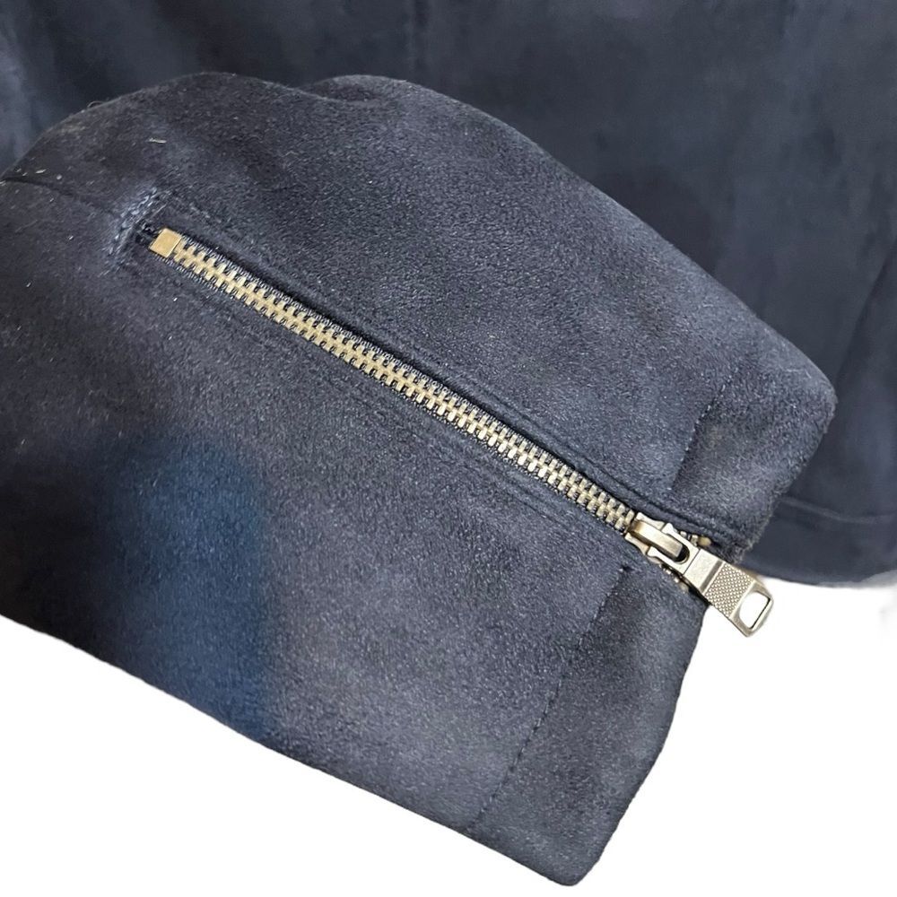 Banana Republic Faux Suede Band Collar Womens Jacket in Midnight Blue Medium - Picture 7 of 12